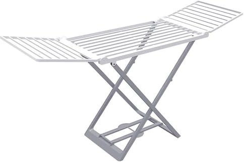 PALUPLUS Stendibiancheria da Pavimento con Lunghezza Stenditura 20 Metri, Misura 194x58x108 cm, Stendino Pieghevole e Salvaspazio in Resina di colore Bianco e Grigio, Stendipanni Made in Italy