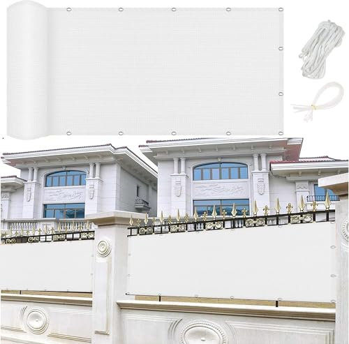 Voile d'ombrage Bord Droit 100 x 750 cm, Protection Solaire Hdpe, Respirant, Perméable, Voile d'ombrage Filet Brise Vent, Filet Dombrage Rectangle, pour Pergola, Extérieur, Blanc