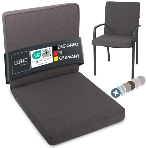 LILENO HOME Gartenstuhl Auflagen als [1er Set - Niedriglehner] in Anthrazit - Bequeme Liegen als Sitzauflagen für Gartenmöbel - Stuhlkissen für Gartenstühle und Klappstühle Dub