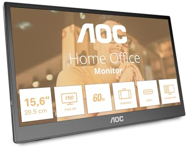 AOC 16T3EA - 16 inch portable monitor (1920x1080, USB-C port, multi-angle stand) black-gray