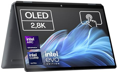 HP OmniBook Ultra Flip 14-fh0002ns - Ordenador Portátil Convertible de 14 OLED 2.8K 120Hz Intel Ultra 7-258V, 32GB RAM, 1 TB, Intel ARC, Windows 11 Negro - Teclado QWERTY Español