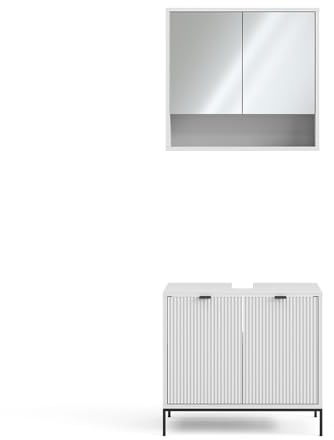 Vicco Badmöbel-Set Eliza, Weiß, 70 cm | besteht aus Badspiegel und Waschbeckenunterschrank