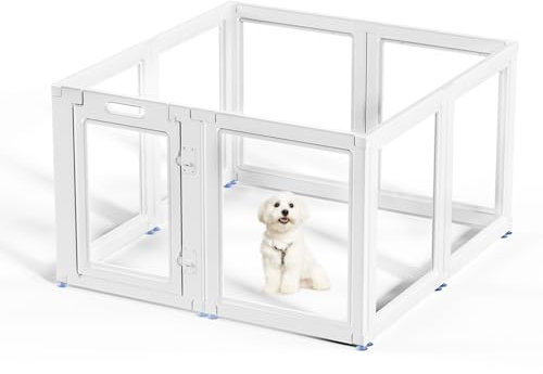 Laufstall aus transparentem Acryl, für den Innenbereich, einfache Montage, transparenter Haustiergehege für Welpen, Kaninchen, Katzen, Schweine, robust und leicht zu reinigen, Kunststoff, 60 cm hoch,