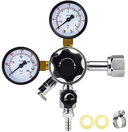 Ölbryggning W21.8 Co2 Regulator, Homebrew Keg Kegerator Regulator 3000PSI Tryck Dual Guage Co2 Regulator hembrygga tillbehör(W21.8)