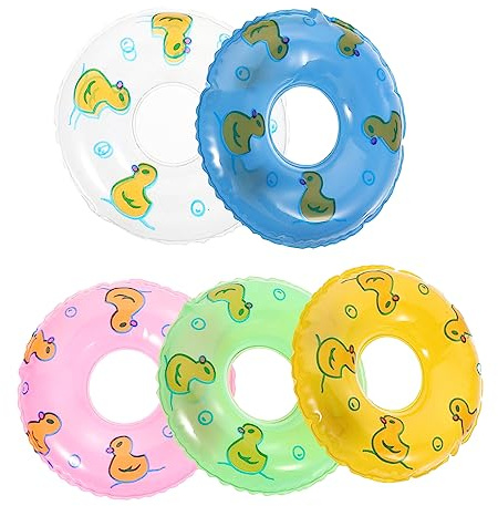 HOOTNEE 5er-Set Kleine Enten-schwimmring-Ornamente Mini-schwimmringe Für Puppenhaus Simulierte Mini-schwimmringe Für Miniatur-Dekoration