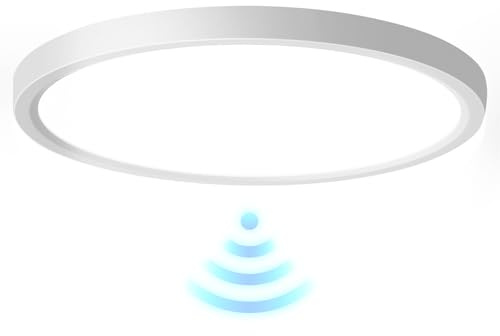 GOOSKI Plafonnier LED avec Détecteur de Mouvement Radar, 24W 4000K Blanc Neutre, Lampe de Plafond Ultrafine Ø30CM pour Couloir Escalier Cuisine Balcon Débarras