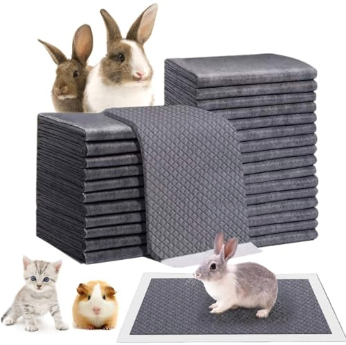 Einweg Meerschweinchen Käfig Einlagen wasserdichte Pipi Pads für Meerschweinchen Kleintiere Einstreu Saugfähig Aktivkohle-Unterlagen für Kaninchen Hamster Chinchillas Frettchen (50 Stück, 60x45 cm)