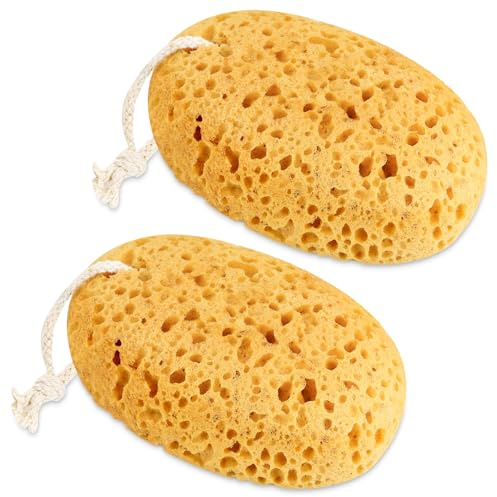 2 Piezas Esponja de Baño, Esponjas Exfoliantes, Esponja Corporal para Ducha, Cuerpo y Rostro, Súper Suave, Mucha Espuma, Esponjas de Masaje para Adultos y Niños (A)