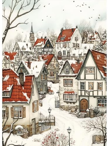 MAXBYE Diamond Painting Erwachsene Kits, 5D Diamond Painting Art Komplett Set DIY Gem Kunsthandwerk für Anfänger, Winter Landschaft Runde Diamant Bilder Kristall Kreuzstich Home Wall Decor 30x40cm