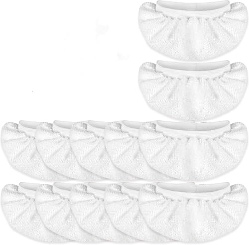 Mikrofaser Dampfreiniger Ersatztücher Set, 12 Stück, 16 x 7 cm, Weiß, Waschbar, Kompatibel mit Kärcher EasyFix SC1-SC5