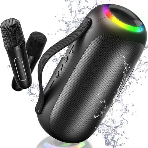 JYX Karaoke Machine for Kids Adults, Mini Karaoke Machine with 2 Wireless Microphones, Subwoofers for Home Party, 5 Voice Effects, Kids & Adults