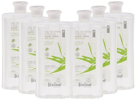 LIXONÉ - Gel de Baño Aloe Vera 500 ML | Pack 6 Unidades | Gel de Ducha Hidratante | Gel Aloe Vera | Cuidado Suavizante para la Piel