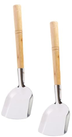 Pala for cavar, Pala de Madera for jardín, espátula de Madera for Wok con Mango Largo, Material de Hierro, utensilio de Cocina for el hogar