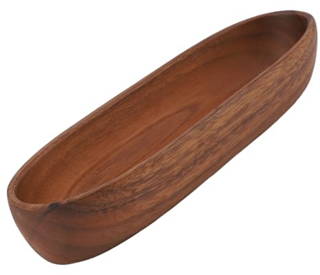 Nikou Ensaladera de Madera con Forma de Grande, Frutero de Madera para Alimentos, Pan, Frutas, Aperitivos, 30 x 8,5 x 4,5 cm, Cuenco de Madera Multiusos
