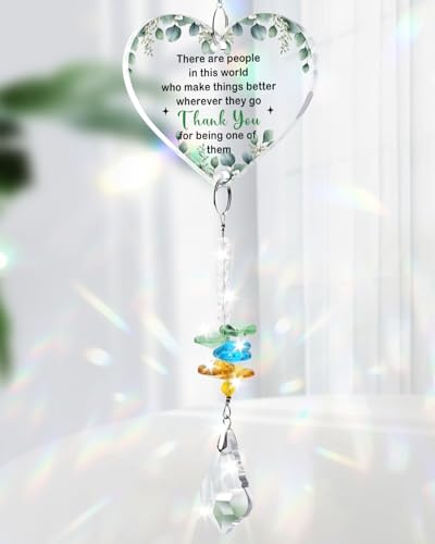 Welsky Thank You Gift, Thank You Gifts for Women Men Crystal Suncatcher, Appreciation Retirement Farewell Leaving Gifts for Teacher Colleagues Volunteer Nurse Employee, Heart Acrylic Plaque Suncatcher
