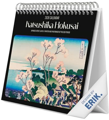 Grupo Erik - Calendrier de Bureau 2026 Hokusai - Calendrier 2026 Mensuel Japonais │ Idee Cadeau │ De Janvier à Décembre : Espace pour notes et Illustrations décoratives (17x20 cm)