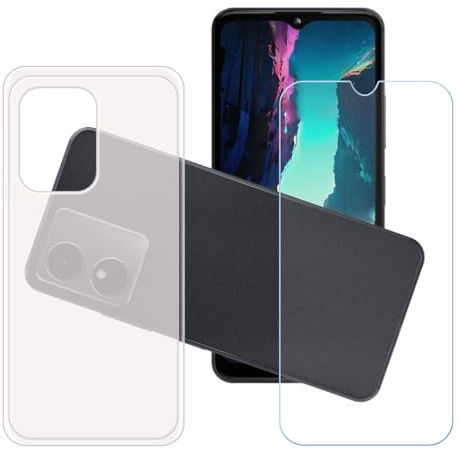 GYDQQKJ Funda para HMD Aura 2 + Vidrio Protector de Pantalla Cristal Templado Film, Translúcido Suave TPU Silicona Cover Carcasa Caso Case para (6.52)