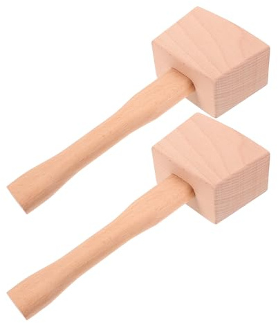 Anneome Martillo de Carpintero de Madera de Haya Maciza Mazo Manual 2 Piezas para Trituración de Hielo y Trabajos de Carpintería Herramienta Multiusos para Cocina y Bricolaje