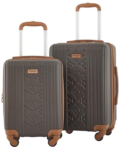 Wrangler 22 and 18 Heartland 2-Piece Carry-On Luggage Set, Chocolate
