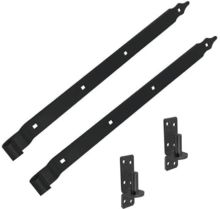DMX - Ladenband mit Kloben - Torband 2er Set 600x11x40x5,0 mm - Rolle Ø 16 - Scharniere Schwerlast - Ladenbänder - Scharniere für Gartentor Holz Tore - Türscharniere - Türband - Klobenhalter