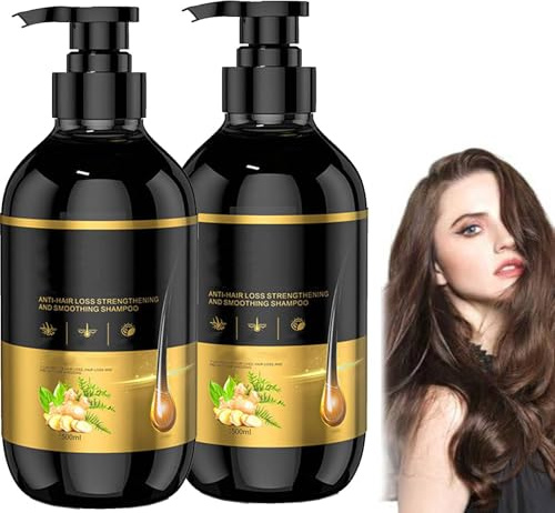 Deliston Shampoo Gegen Haarausfall, Shampoos gegen Haarausfall mit japanischem Ginseng und Bai Hei Ke, Deliston Anti Haarausfall Shampoo Ingwer, Pflanzenextrakt ShampooGegen Haarausfalls (2PC)