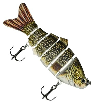 Bass-Köder – Haken mit 6 Segmenten in Fischform | harte Kunstköder | für Anfänger Liebhaber von Forellen, Wels, Booten, Trolling, Teichen und Bächen