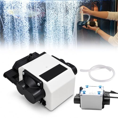 Air Assist, akvarieluftpump 55 l/min, tyst, hög effekt, 25 W 220 V, justerbar syrepump med 6 utgångar, aluminiumhölje, magnetisk svävningsteknik, luftpump för akvarier för damm, utomhuspool