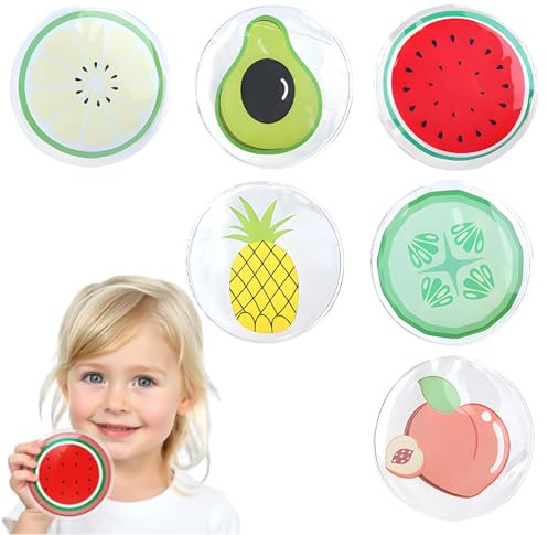 6 Cold Patches, Cooling Gel Pads for Kids, Reusable Cold Compress for Bumps and Bruises, Instant Ice Packs for Pain Relief and Fever Management, Portable Cooling Pads for Travel and Daily Use
