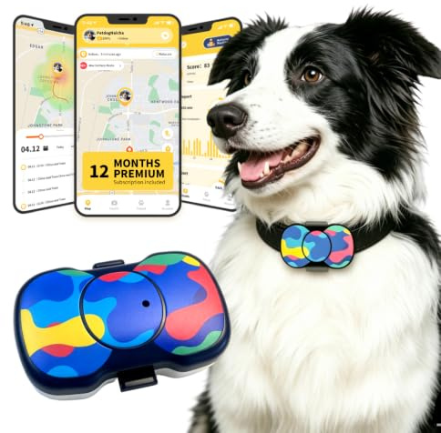 HIPET 4G GPS Dog Tracker UK, No Monthly Fee, Waterproof, 21-Day Battery | For Medium to Large Dogs, iOS & Android Compatible, Activity & Sleep Monitor, Fits Any Collar, 12-Month Membership Included