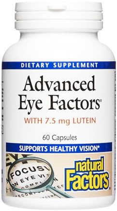 Natural Factors, Advanced Eye Factors, Antioxidant Support for Healthy Vision with Lutein and Zeaxanthin, 60 Capsules