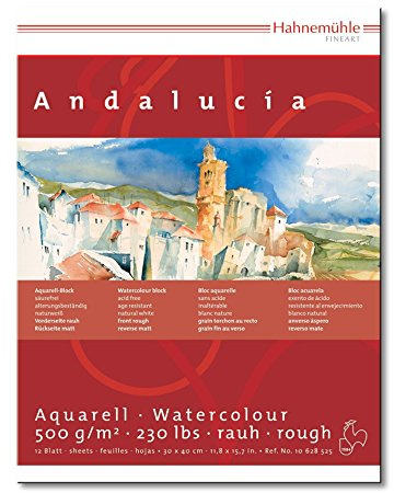 Aquarellblock Andalucía rau/matt 500g/m², 30x40cm, 12Blatt