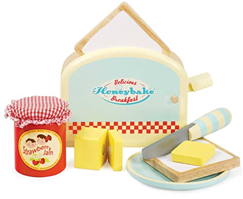 Le Toy Van – Honeybake Küchen-Rollenspiel Frühstücks-Toaster aus Holz | Rollenspiel für Kinder Küchenzubehör, Toaster-Set, Geeignet für Kinder ab 3 Jahren, TV287