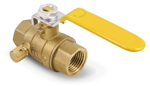 Midline Valve 627T256-NL Premium Full Port Ball Valve with Drain, Brass, 3/4 in. FIP x 3/4 in. FIP