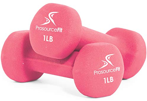 ProsourceFit Neoprene Dumbbell Coated for Non-Slip Grip, 1 lb, Rosa