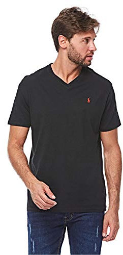 POLO RALPH LAUREN Herren T-Shirt mit V-Ausschnitt, klassische Passform, Polo Schwarz, XL