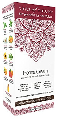 Tints of Nature Golden Brown Semi-Permanent Henna Cream Hair Colour Natural and Organic - Single Pack