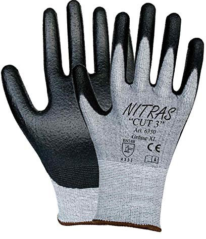 Nitras 6350 CUT3, Schnittschutzhandschuhe, Arbeitshandschuhe, Handschuhe, Montagehandschuhe - 100 Paar, Größe:6