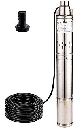 SHYLIYU Submersible Deep Well Pump 3 OD Pipe 1 Outlet 0.75KW 1HP Stainless Steel Submersible Screw Water Pumps for Industrial and Home Use