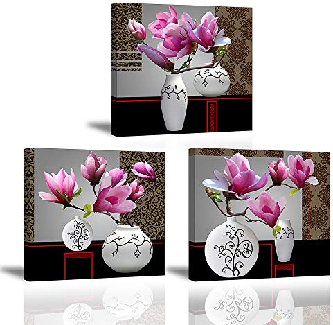 Piy Painting Leinwanddrucke Wandbilder Elegante Orchidee Bilder und Kunstdrucke auf Leinwand Blühende Blumen Deko für Wohnzimmer Schlafimmer Korridor Küche Geburtstagsgeschenk 3X 30x30cm