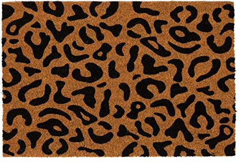 Nicola Spring Coir Door Mat - 60 x 40cm - Leopard - Pack of 1 - Decorative Indoor Front Door Floor Mat Entry Dirt Trapper Rug Outdoor Boot Scraper Non Slip Backing Doormat