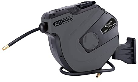 KS Tools 515.3470 515.3470 Luft- und Wassertrommel 3/8 Zoll mit Schlauch Ø 10 mm, Anschluss 1/4 Zoll - 15 m, Grau