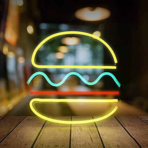 LED-Neon Licht, Led Hamburger Neon Wandschilder dekorative Lichter USB Neon Sign Licht für Schlafzimmer Kinderzimmer Zimmer Bar Pub Coffee Shop Deko