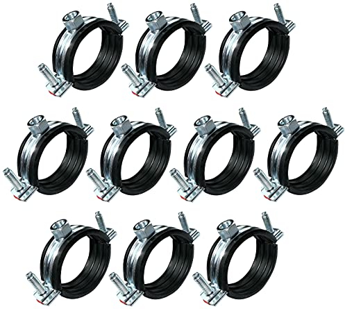 AERZETIX - Set di 10 - Fascette isofonico - supporto di fissaggio con guarnizione - per tubo Ø1 1/2'' 48-51mm - DIN EN 10111 - in acciaio zincato - da avvitare М8 - C49878