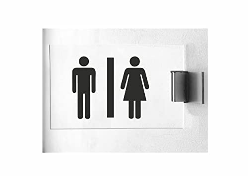 CARTELLO IN PLEXIGLASS A BANDIERA SEGNALETICO - toilette mista - Con Supporto in alluminio & Stampa U.V. (30X42 CM)