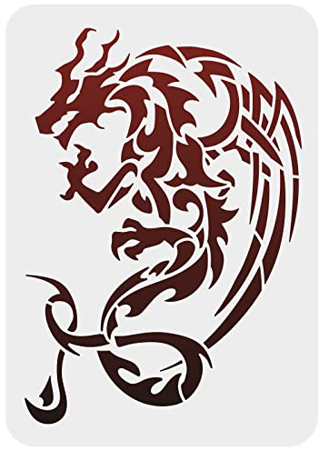 FINGERINSPIRE Drachen Schablone 29,7x21cm Gothic Drachen Schablone Drachen Malvorlagen DIY Keltische Knoten Drachen Schablone Wiederverwendbare Drachenmuster Schablonen zum Malen auf Holzbodenwand