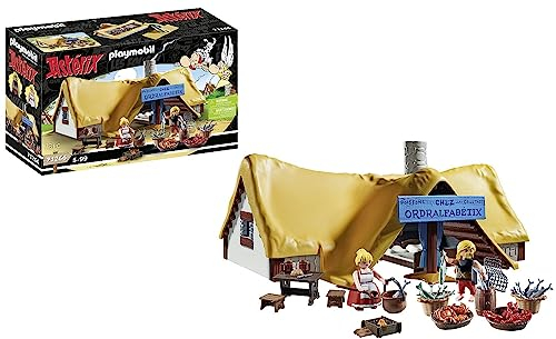 PLAYMOBIL Asterix 71266 la Cabaña de Ordenalfabetix, Ordenalfabetix y su Esposa Elosumarin, Juguete para niños a Partir de 5 años