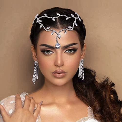 YouLaPan Hochzeit Haarbänder Haarschmuck Braut Haarreif Diadem Strass Silber Kopfschmuck Kristall (Silber)