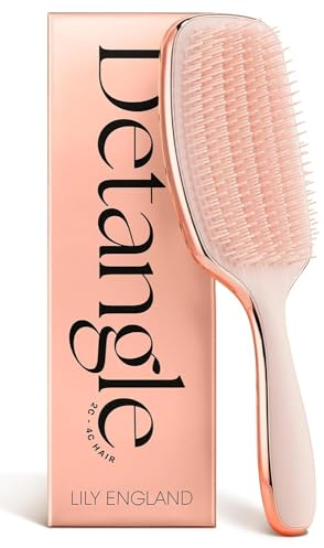 Lily England Curly Hair Brush for Detangling & Styling - Pain-Free Curl Brush for Wet & Dry with Flexible Bristles - Easy to Hold Hairbrush for Curly Women with 3c to 4c Hair, Rose Gold