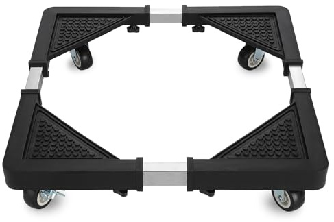 HQO LOVL Mini Fridge Stand with 4 Locking Wheels 17.7-25.6 Adjustable Dolly Washing Machine Stand Base，for Furniture Portable Refrigerator Dryer Stand（Black）