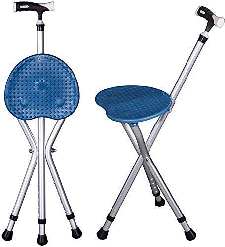 Verstellbare Krücken, klappbarer Sitzstock, Aluminium-Schalterstöcke, dreibeiniger Sitzstock (Gehstock und Stuhlsitz), Blue Family Present